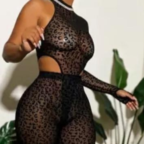 Mesh leopard 2 piece set - Picture 2 of 5